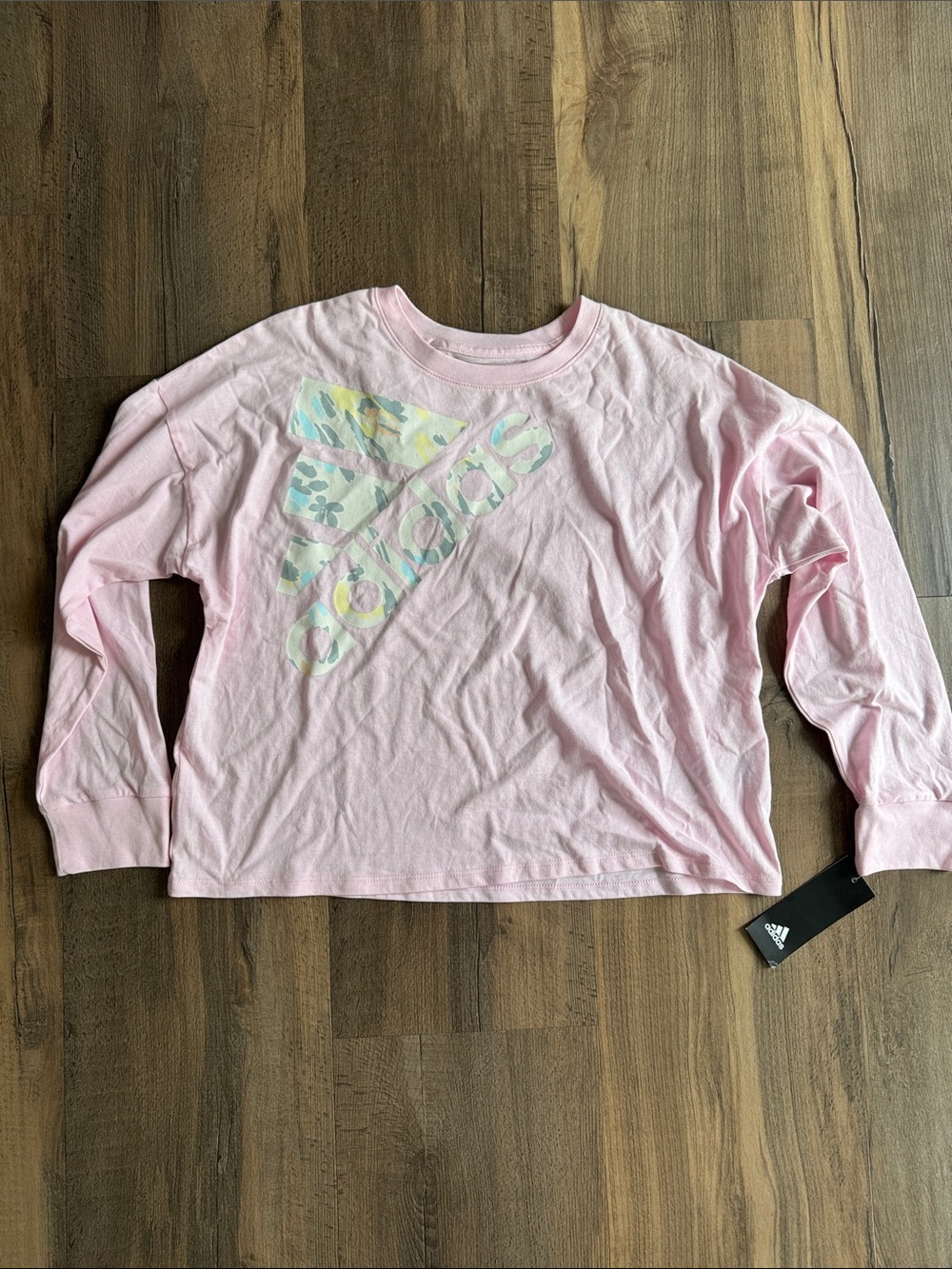 adidas Pink Long Sleeve Logo Tee
